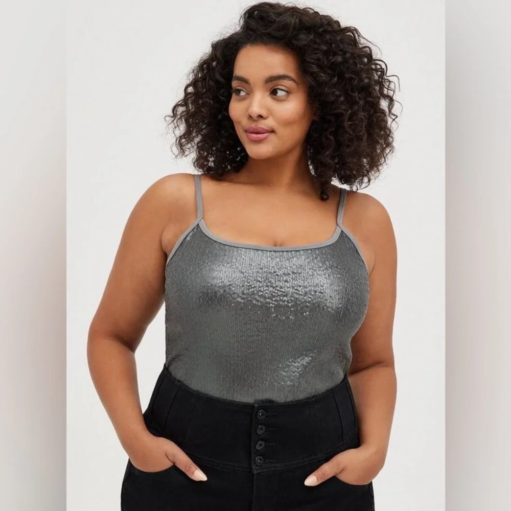 Torrid Sequin Front Foxy Cami in Green Size 1/14-16 Plus Size Fit. - Picture 8 of 12